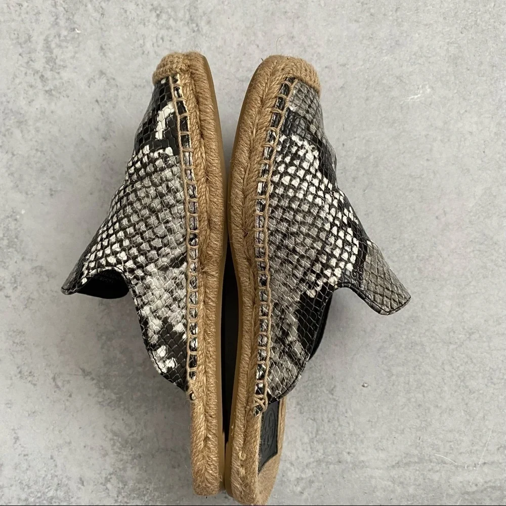 Tory Burch || Max Snake Embossed Espadrilles Slides‎ Mules Slip Ons 5.5